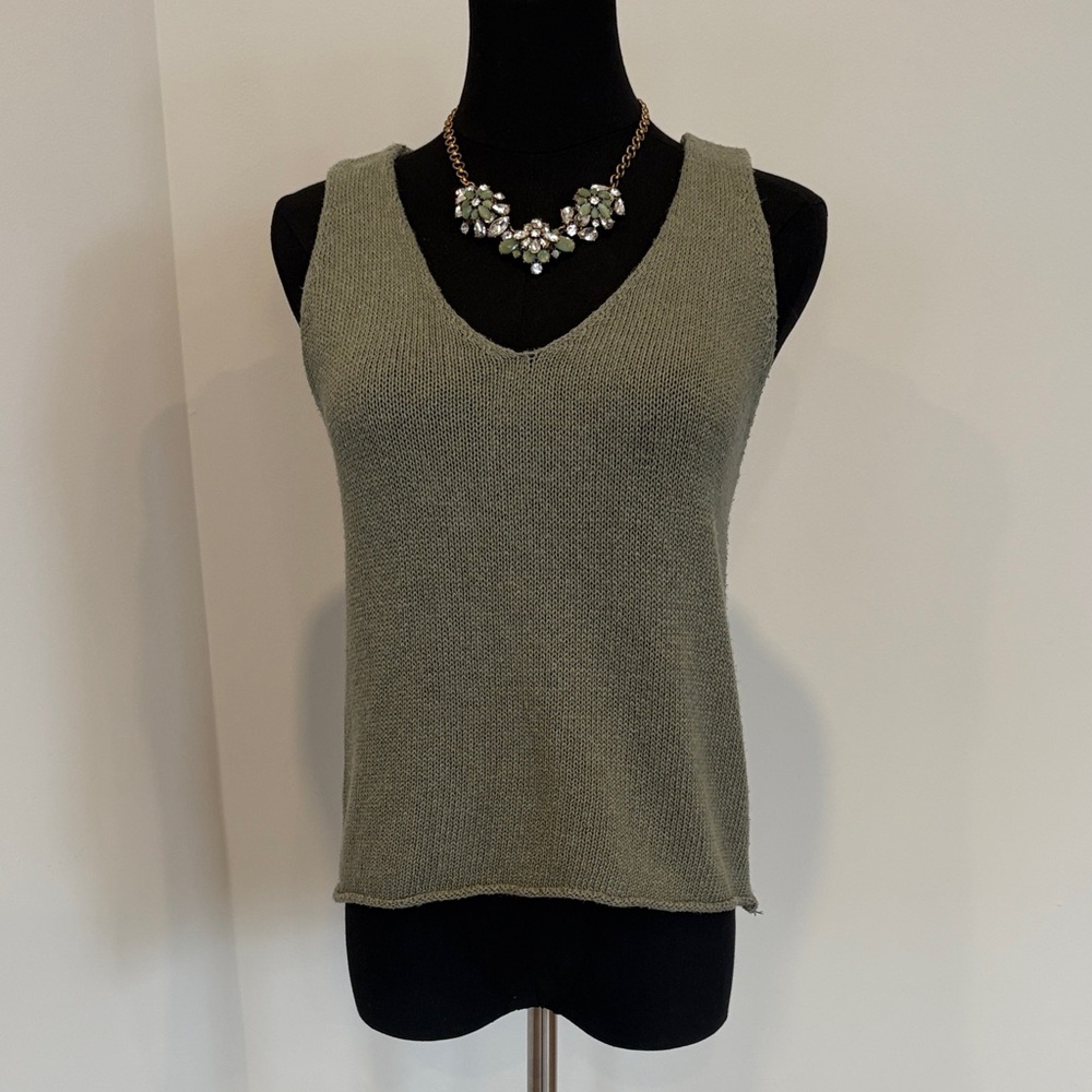 Olive Green Knit Sleeveless Top